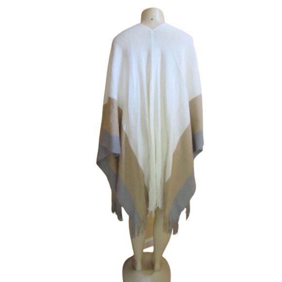 New w Tags, Cejon White/Beige Woman's Wrap Sweater w Pockets - Picture 5 of 6